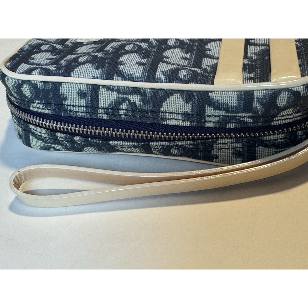 Christian Dior Trotter Canvas Pouch PVC Navy Silver Authentic - Picture 7 of 11